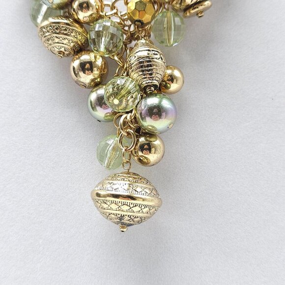 Gold Tone Chunky Statement Necklace With Mixed Beads and Charms - Picture 5 of 7